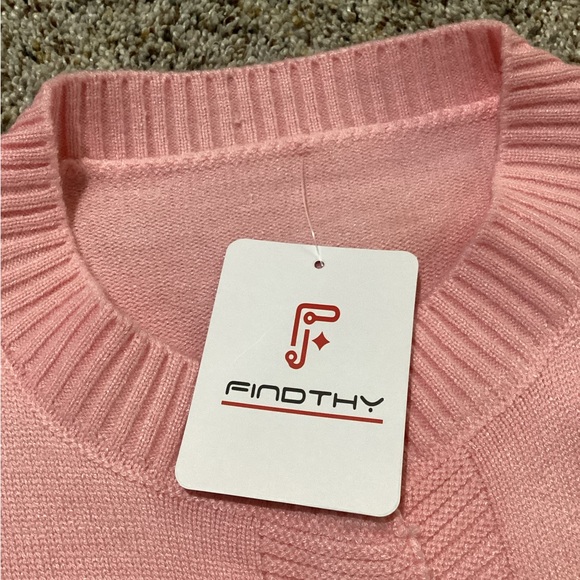 Findthy Sweater Women Knitted Pink Cardigan Valentines Heart Printed Bottons - Picture 10 of 12